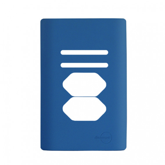 Placa p/ 2 Interruptores + Tomada dupla 4x2 - Novara Azul Fosco